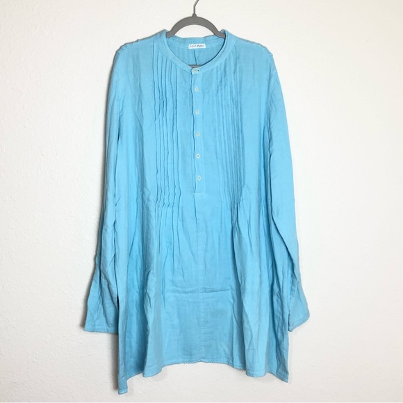 Free People x CP Shades Yoko Tunic long sleeve tunic dress in blue Sz L - Picture 13 of 16